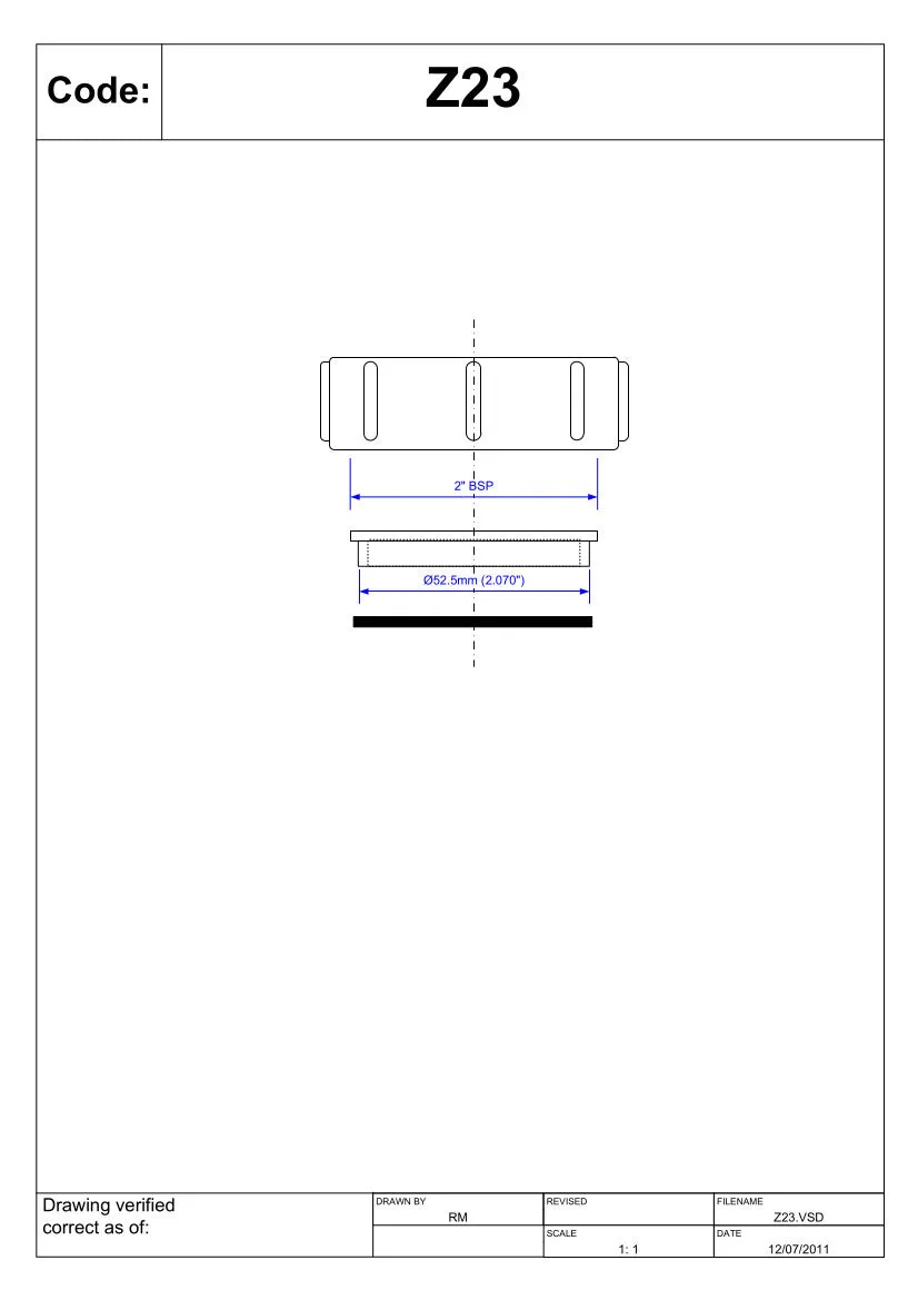 McAlpine Z23 2" Blank Cap with nut for BSP threads