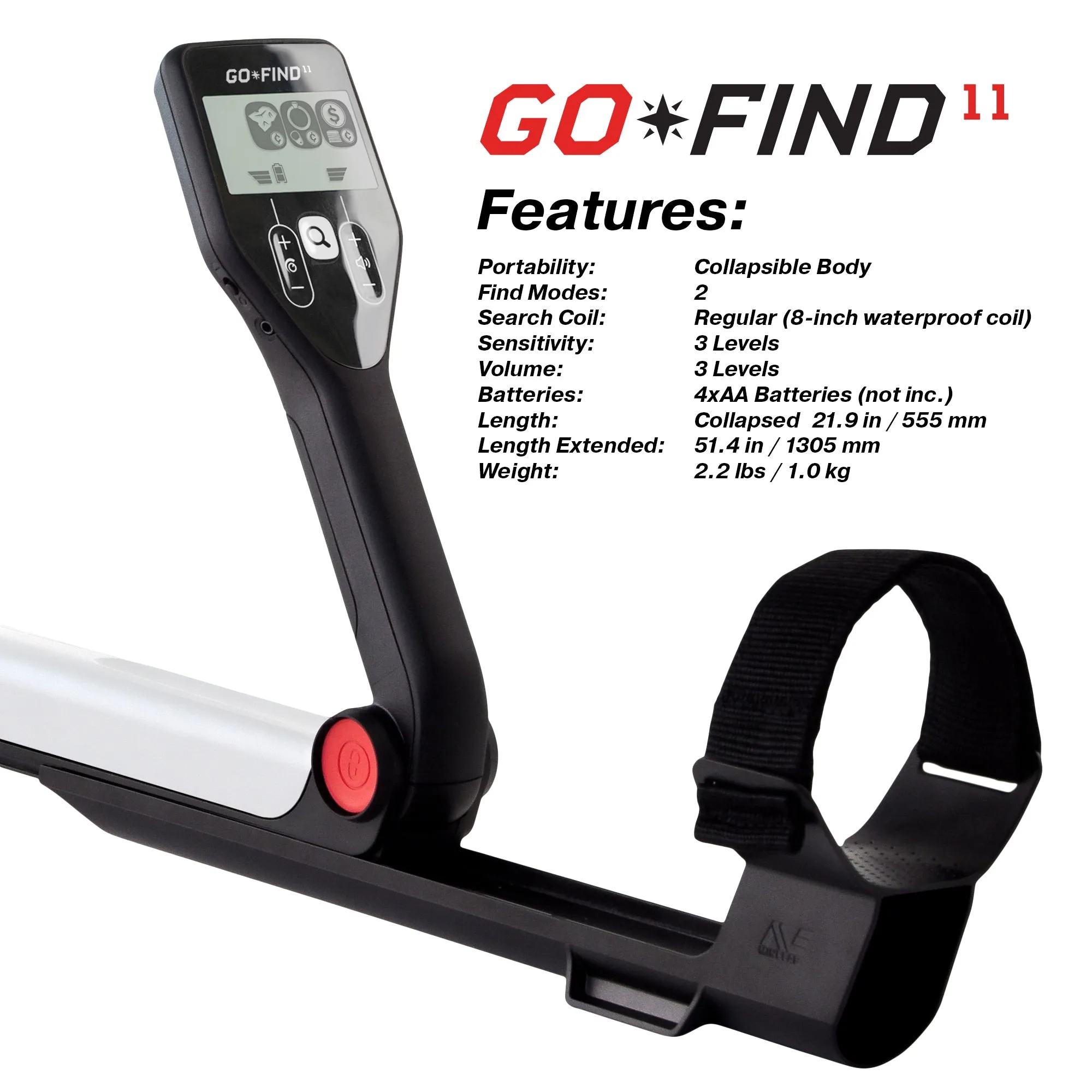 Minelab GO-FIND 11 Metal Detector with PRO-FIND 35, Black Carry Bag, Finds Pouch