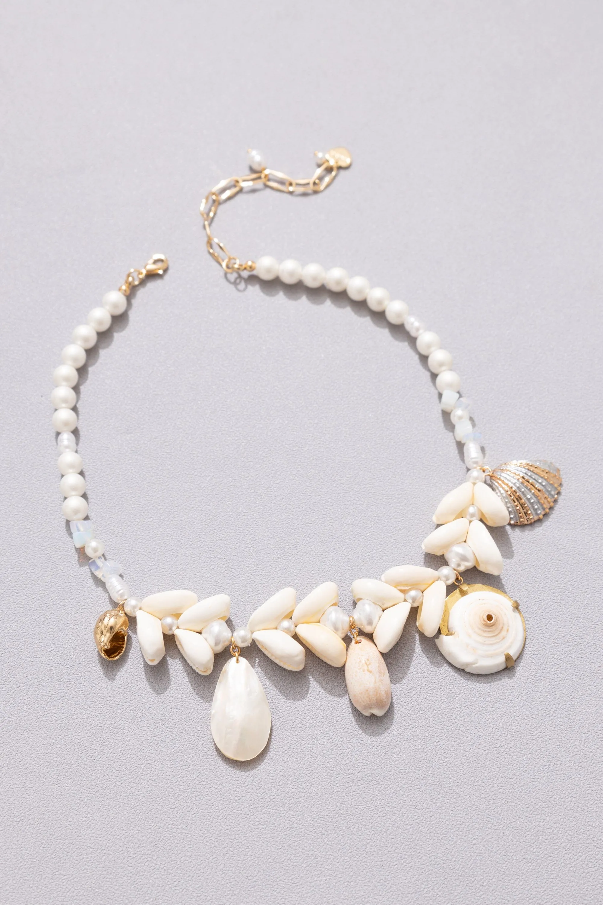 Mixed Shell Pearl  Charm Necklace