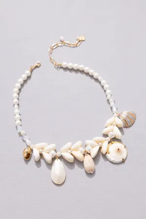 Mixed Shell Pearl  Charm Necklace