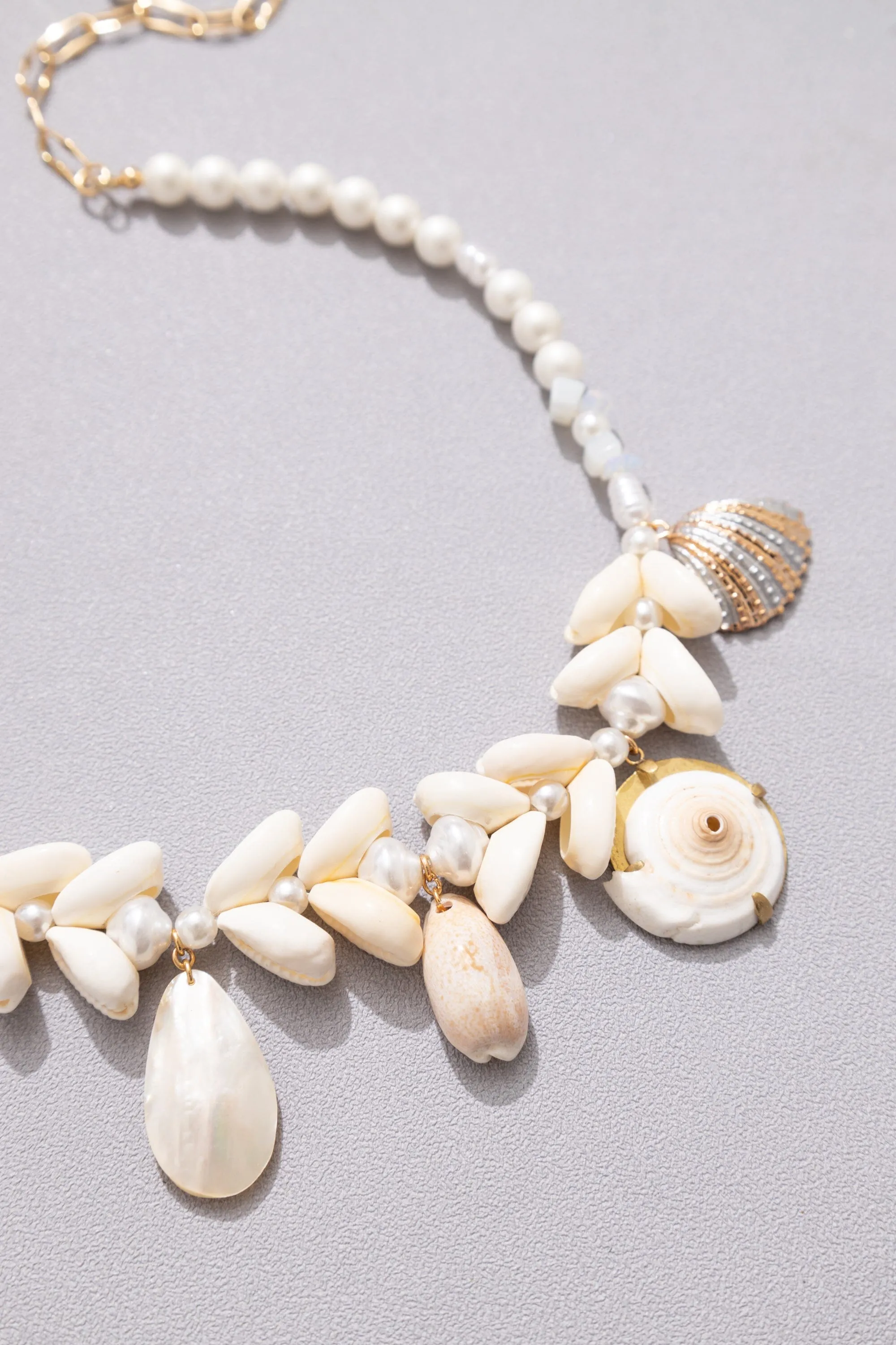 Mixed Shell Pearl  Charm Necklace