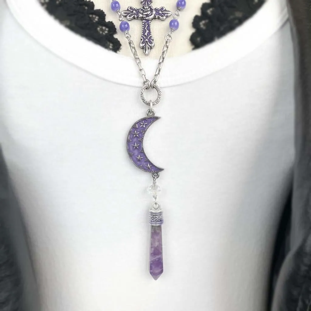 Moonlit Amethyst Moon Rosary