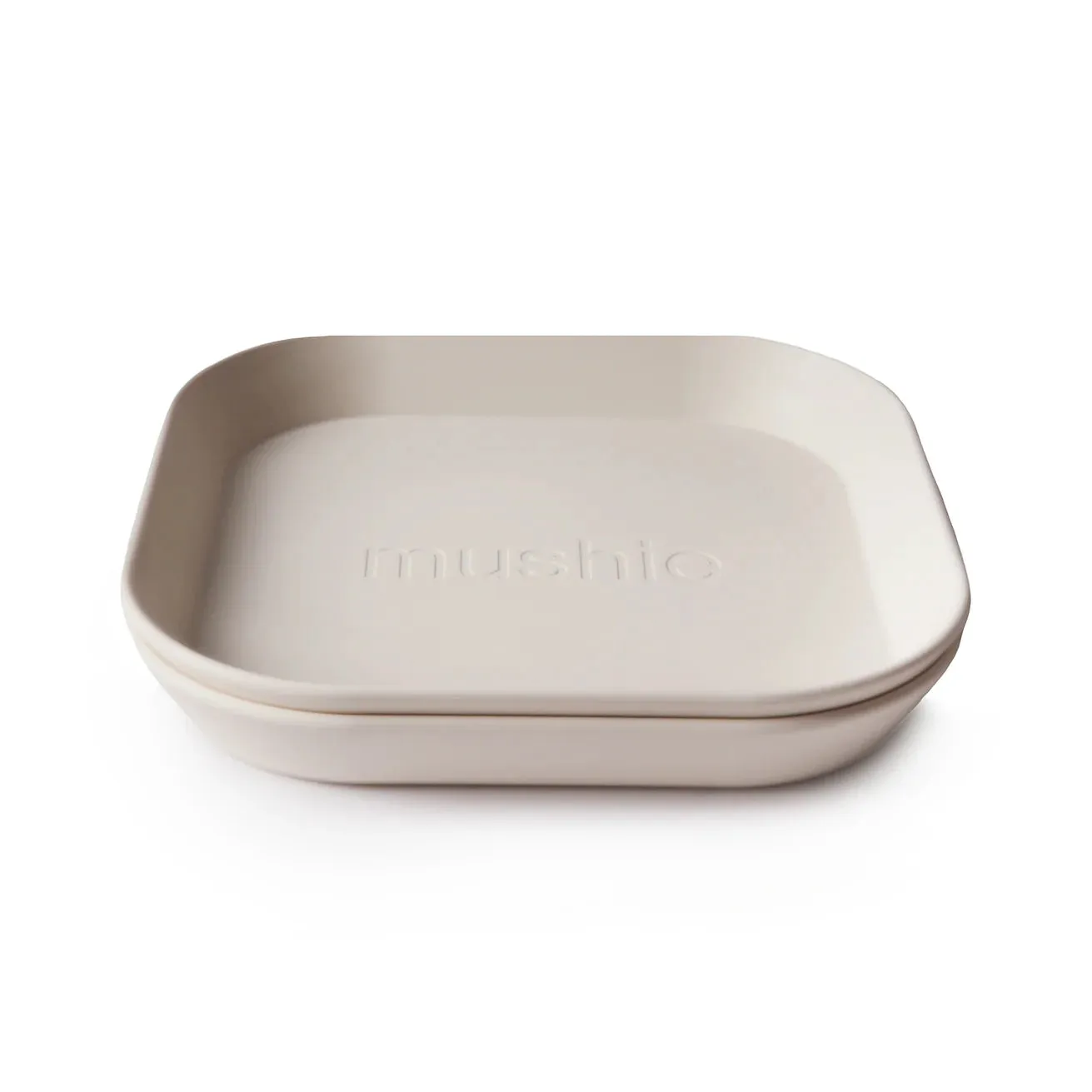 Mushie Square Dinnerware Plates 2-Pack (Ivory)