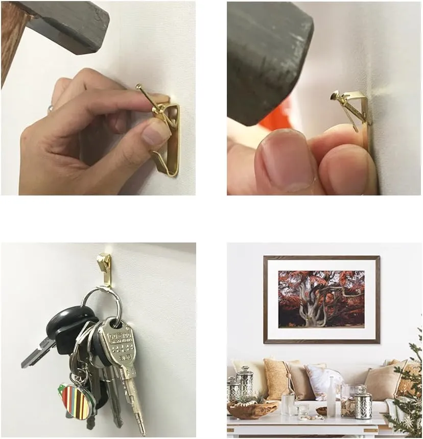 New BIGTEDDY - 206pcs Photo Frame Picture Hanger Assortment Wall Hanging Kit Hardware Hooks with Wire for Drywall Home and Office Picture Wall Mount