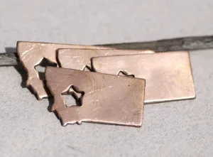 Nickel Silver Montana State Small with Star Chubby  Blanks Cutout for Metalworking Stamping Texturing Blank