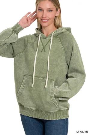 Olive Long Sleeve Sweater Hoodie *