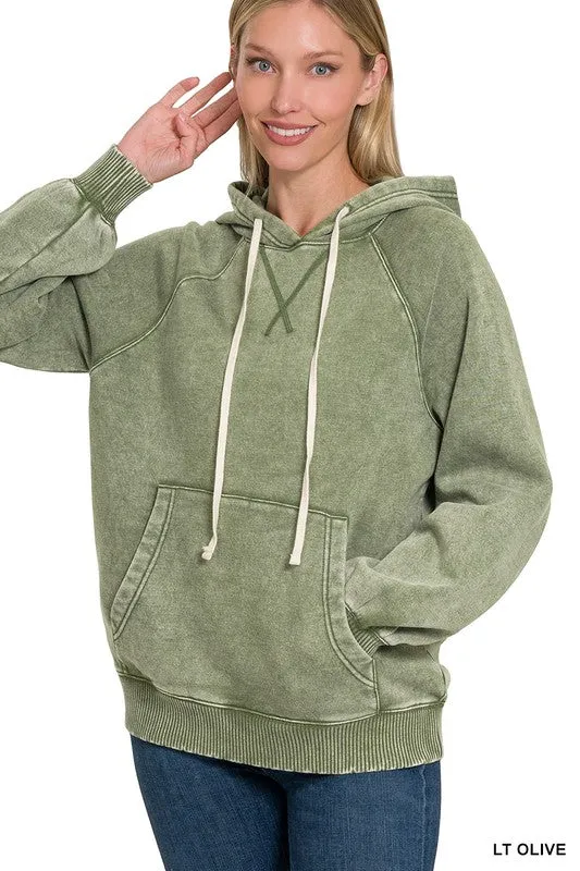 Olive Long Sleeve Sweater Hoodie *