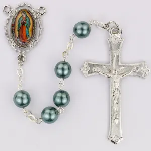 Our Lady of Guadalupe Teal Pearl Rosary 7MM with box