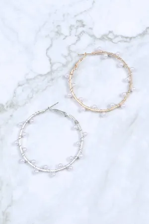 PEARL WRAP TWIST HOOP EARRING SET