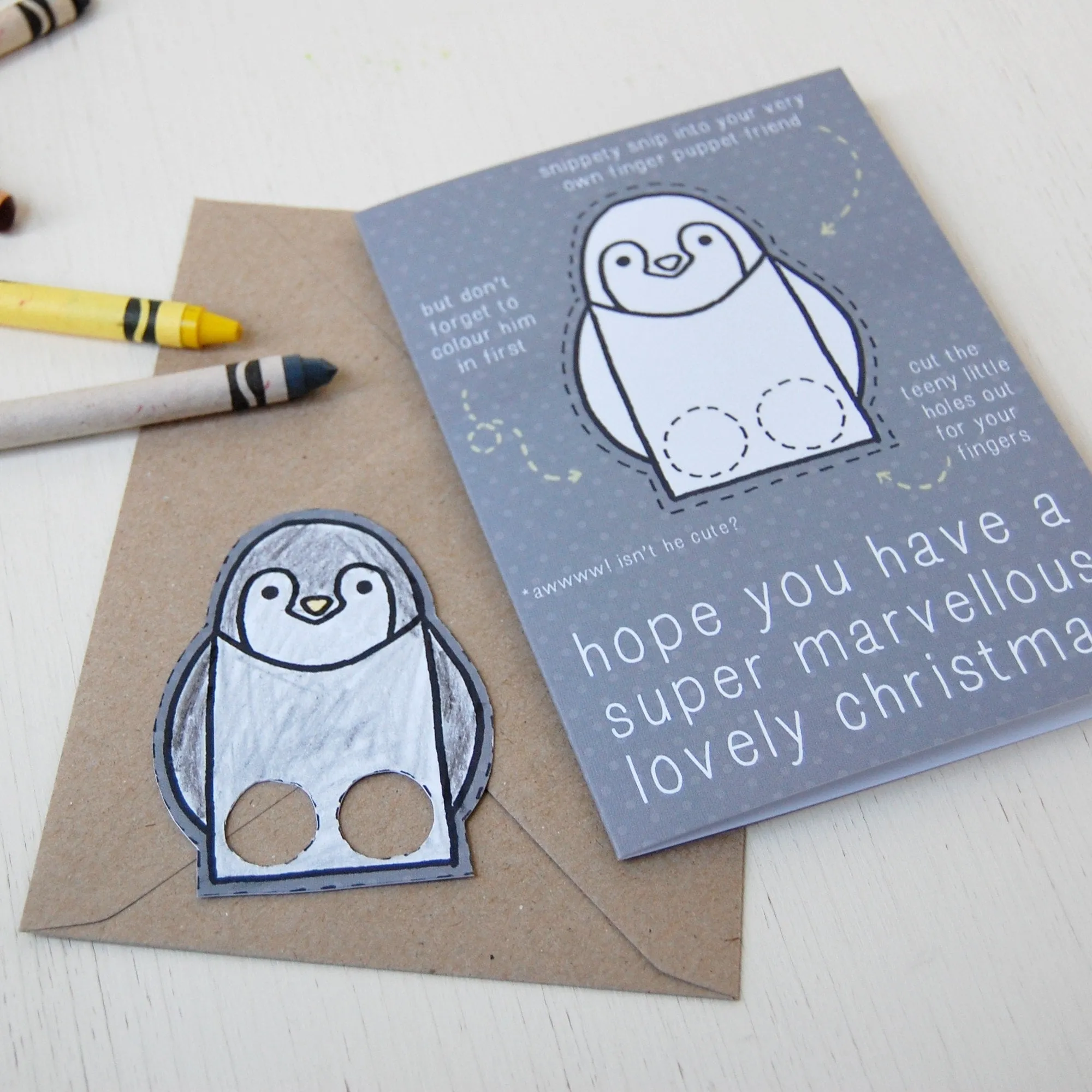 Penguin Finger Puppet Christmas Card