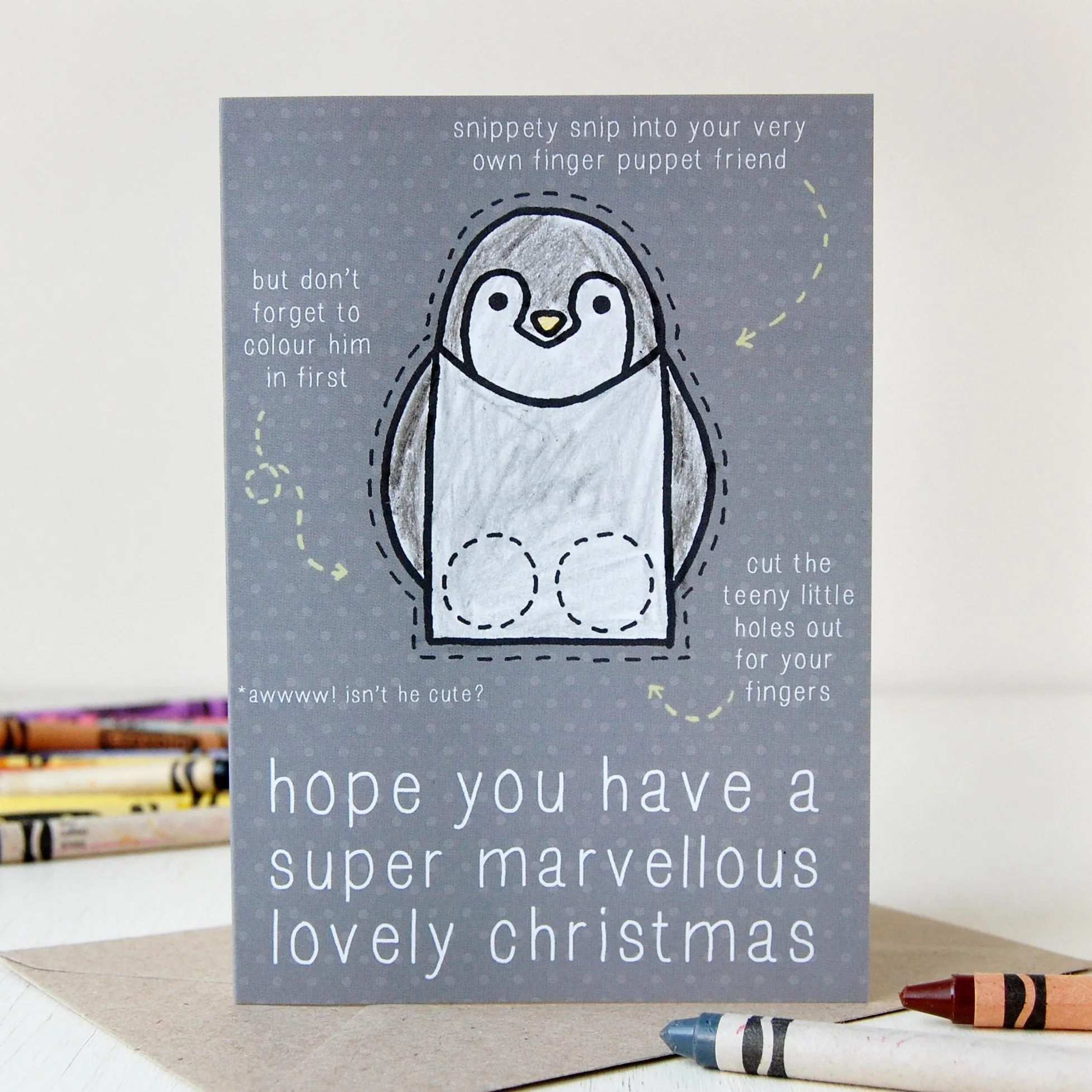 Penguin Finger Puppet Christmas Card