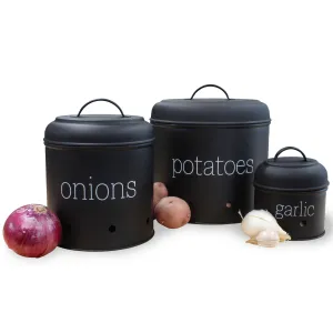 Potatoes, Onions and Garlic Canister Set (Black, Case of 4)