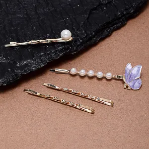 Priscilla Purple Pearl 4 Hair Pins Set