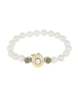 Pérola Collection - Pavé & White Seashell Pearl Strand Bracelet