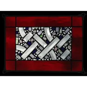 Red Water Border Geometric Stained Glass Window Panel-1 by Edel Byrne
