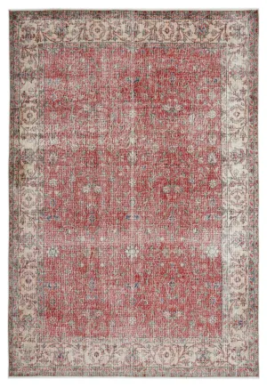 Retro Design Floral Over Dyed Vintage Rug 5'12'' x 8'6'' ft 182 x 260 cm