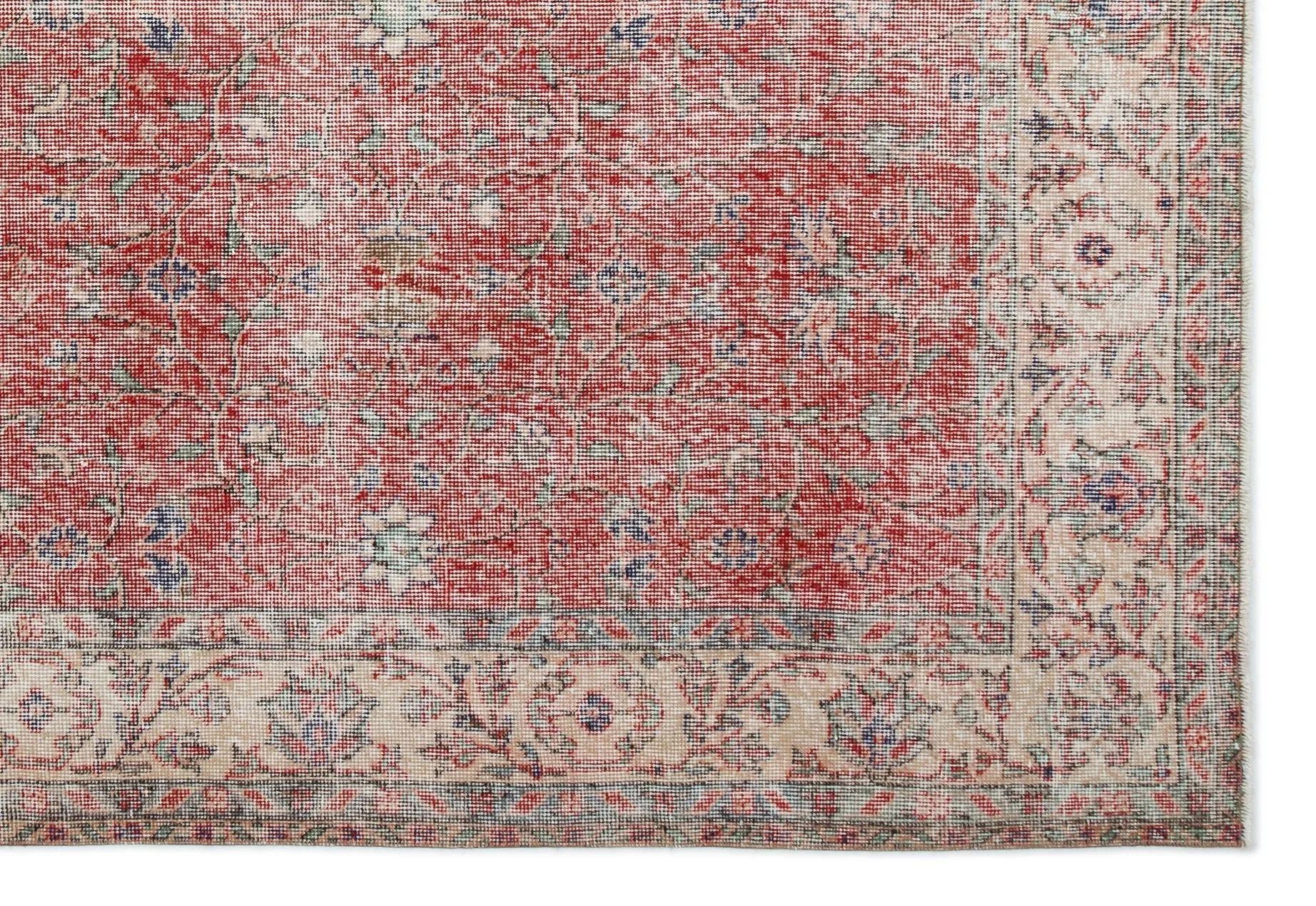 Retro Design Floral Over Dyed Vintage Rug 5'12'' x 8'6'' ft 182 x 260 cm