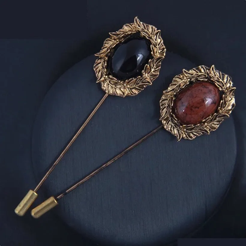 Rhinestone Long Pin Metal Lapel Pin