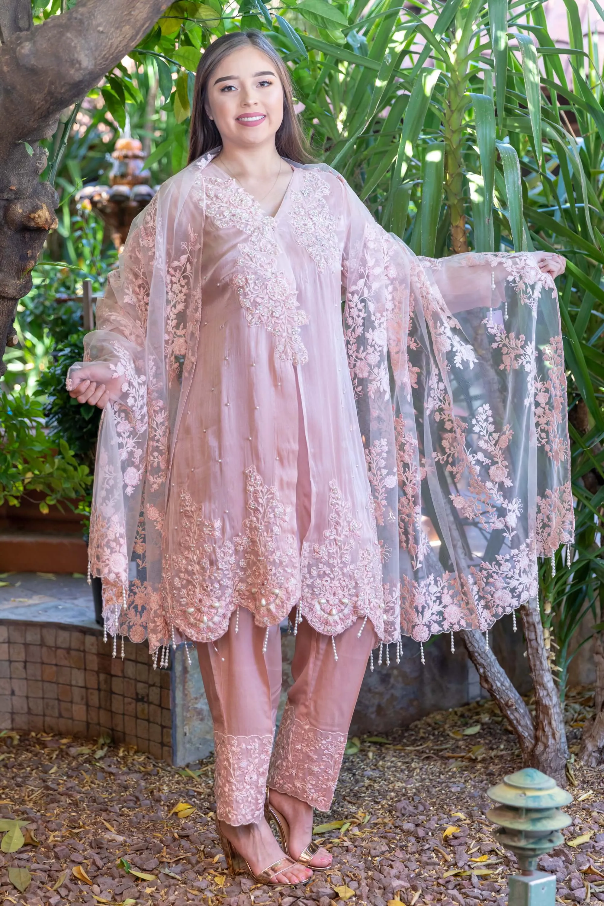 Rose Pink Silk Suit-Salwar Kameez