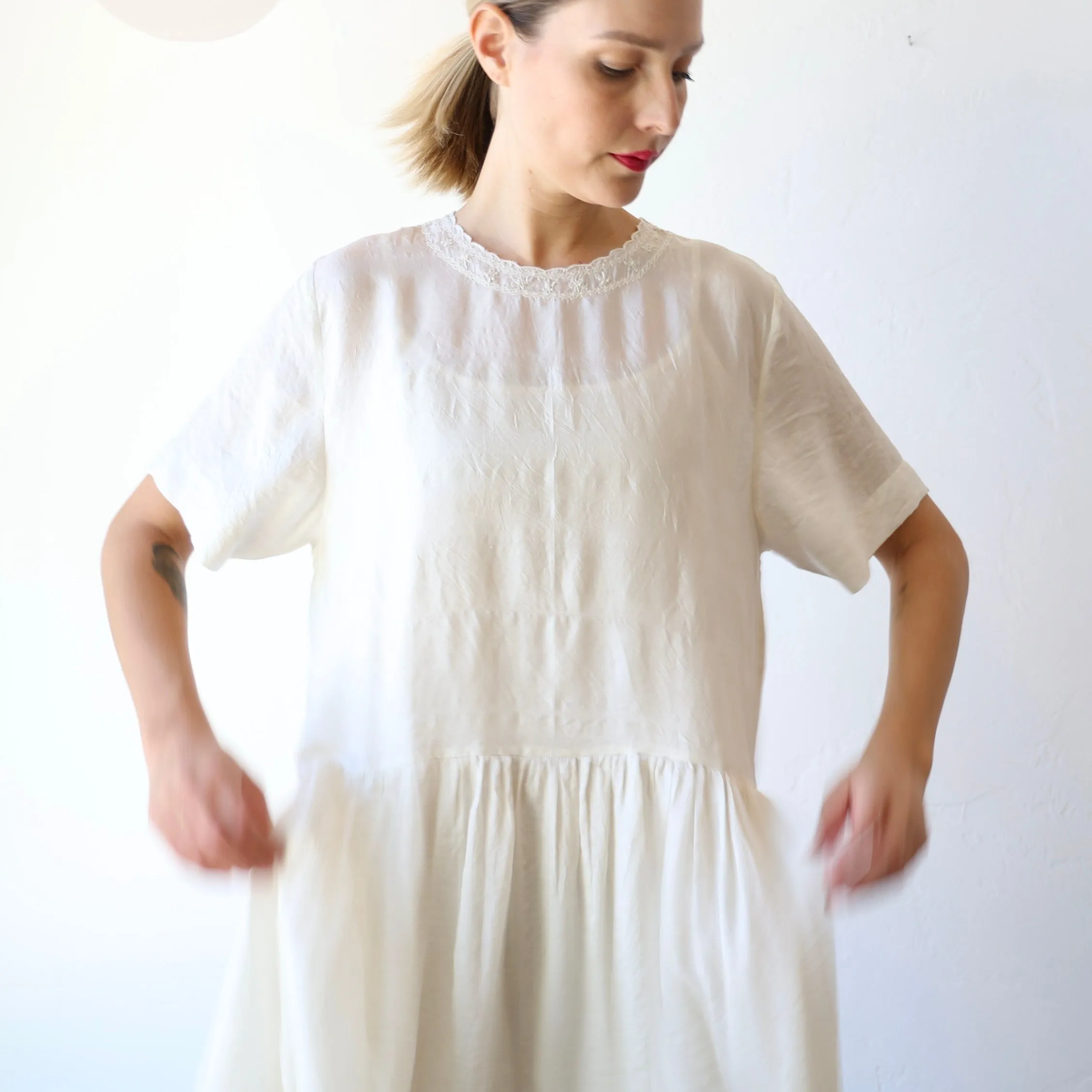 Runaway Bicycle Silk Dress - Alabaster