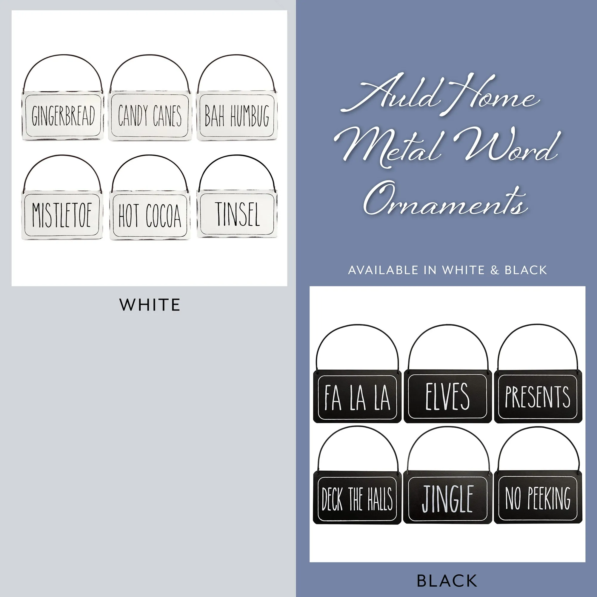 Rustic Signs Christmas Ornaments (Set of 6)