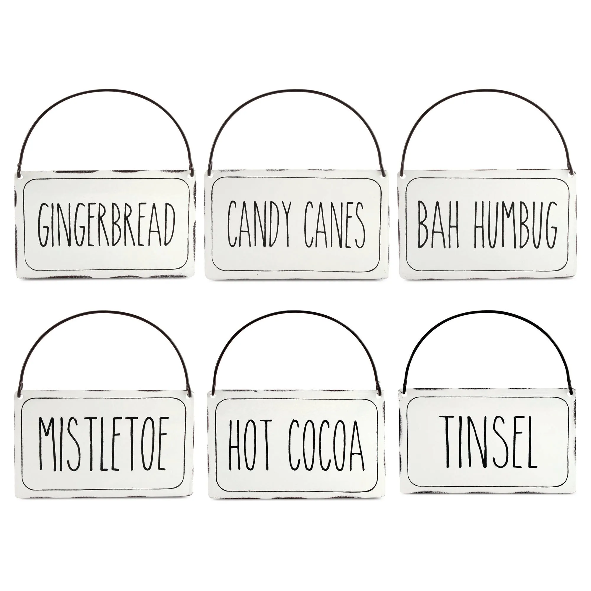 Rustic Signs Christmas Ornaments (Set of 6)