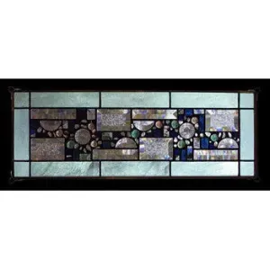 Sea Green Opalescent Border Geometric Stained Glass Window Panel by Edel Byrne