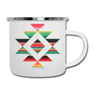 Serape Style Tribal Design White Enamel Camping Mug