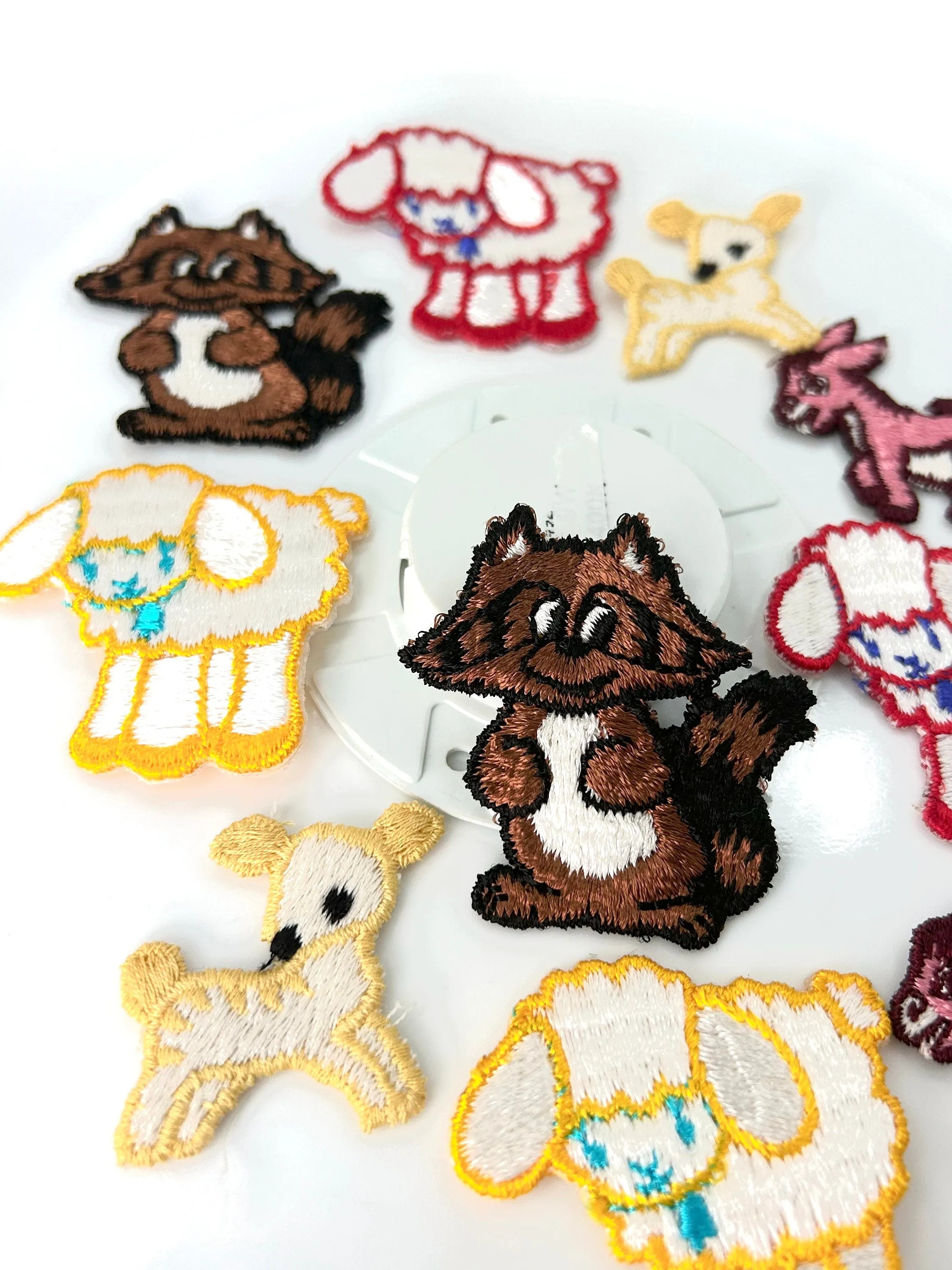 Sheep deers chipmunk Appliqués Collection red yellow pink butter cream, brown embroidered appliques patches #56