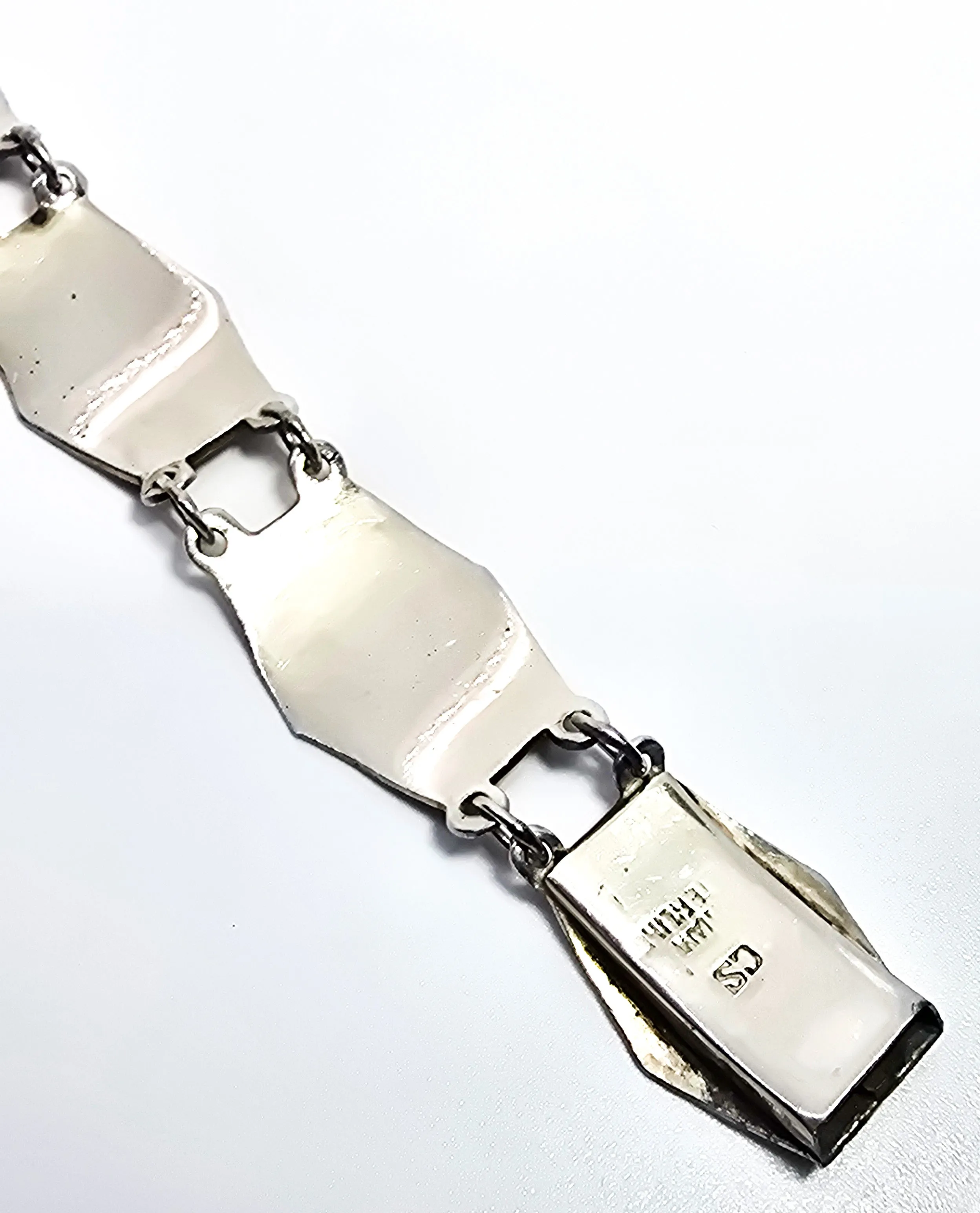 Siam Black Nielloware enamel Mekkala lightening goddess vintage sterling silver bracelet CS