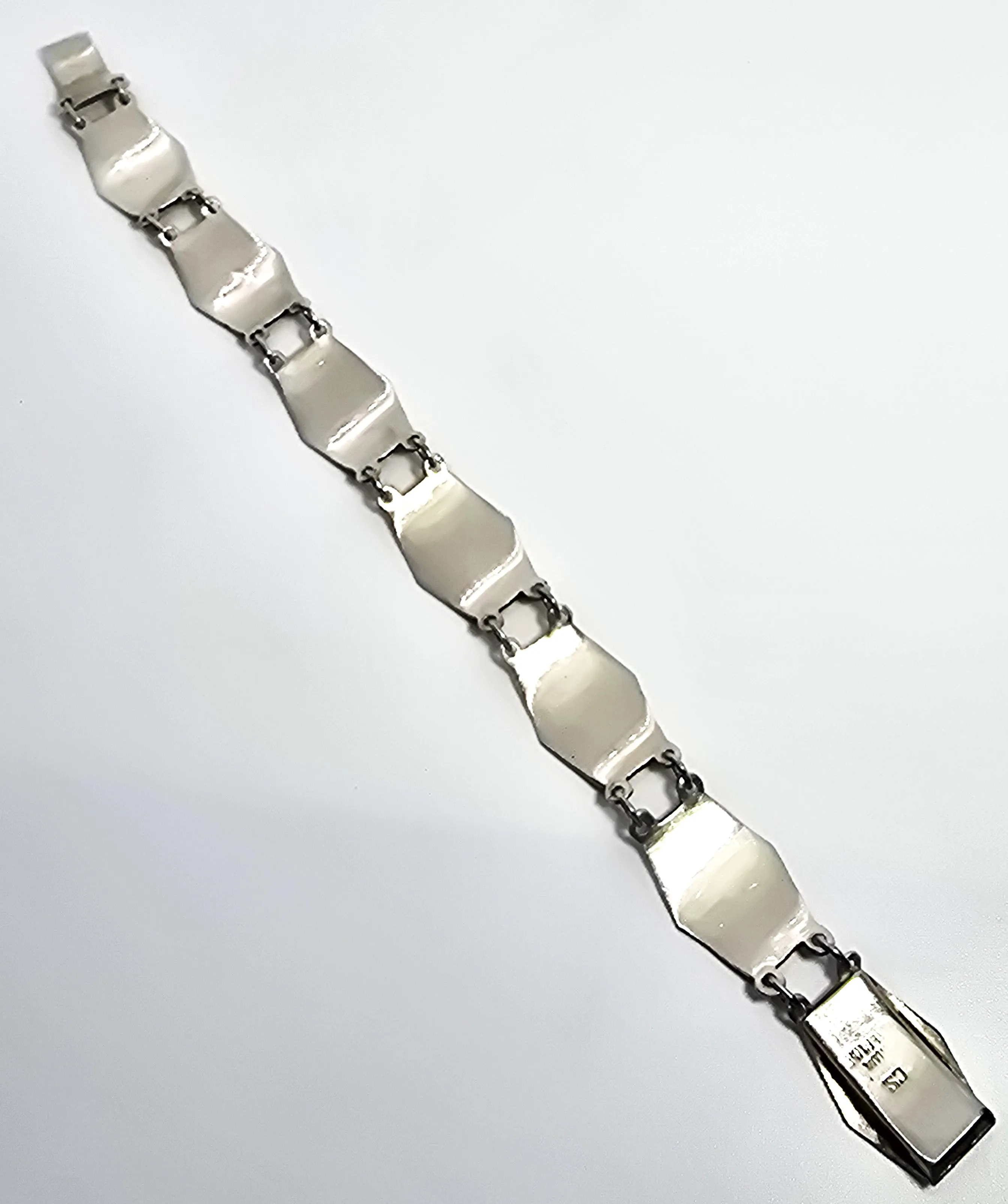 Siam Black Nielloware enamel Mekkala lightening goddess vintage sterling silver bracelet CS