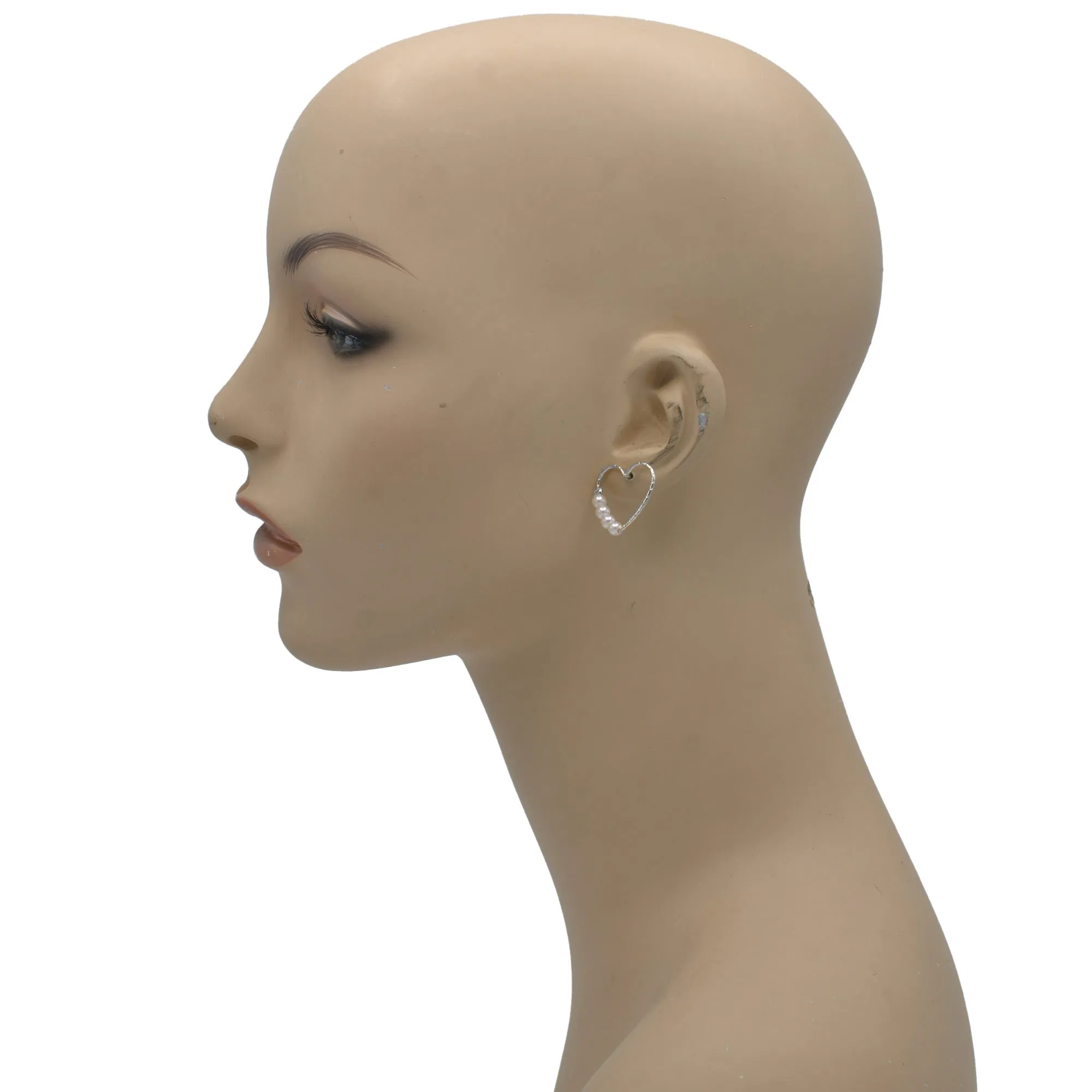 Silver Heart Pearl Earrings #SQS0816002SIL(OD20)