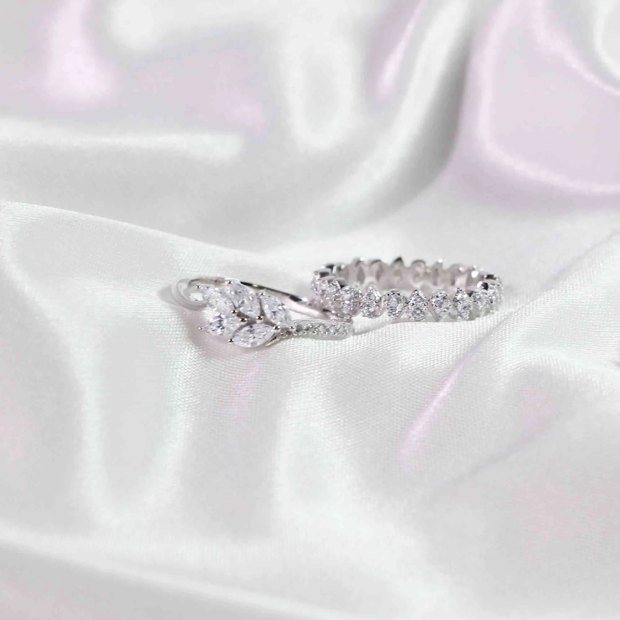 Silver Leaf Vine Pearl Engagement Ring Nature's Grace Collection