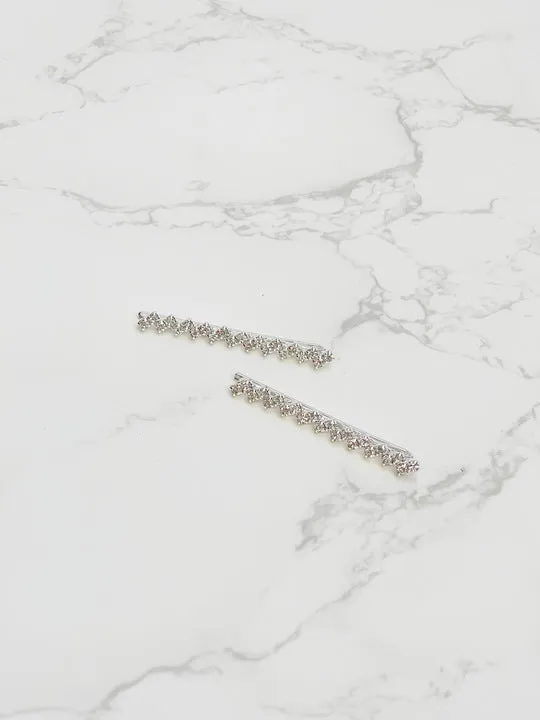 Silver Rhinestone Zig Zag Hair Pin Set