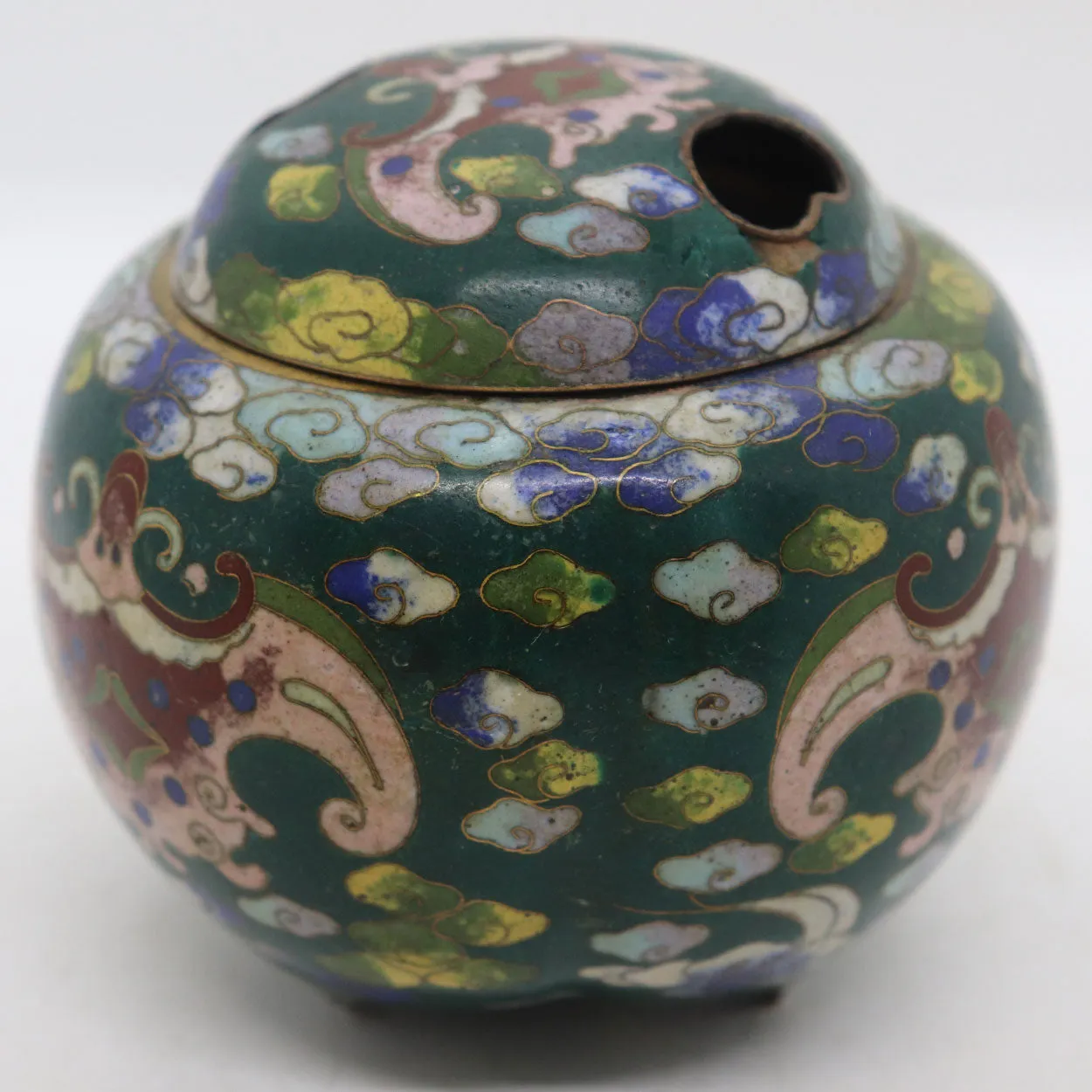 Small Vintage Chinese Cloisonne Enamel Incense Burner Jar