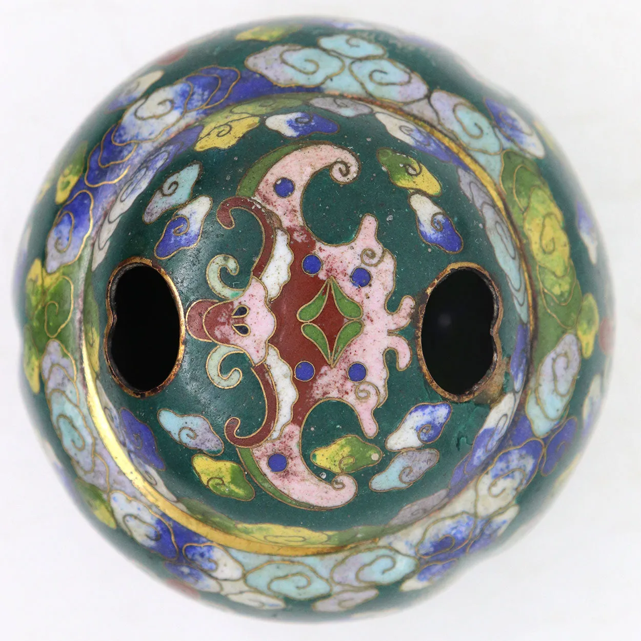 Small Vintage Chinese Cloisonne Enamel Incense Burner Jar