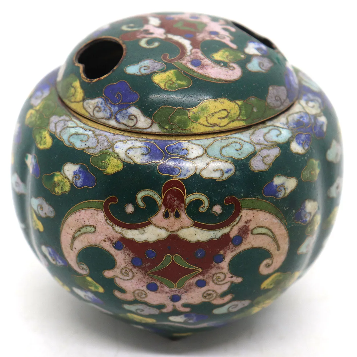Small Vintage Chinese Cloisonne Enamel Incense Burner Jar
