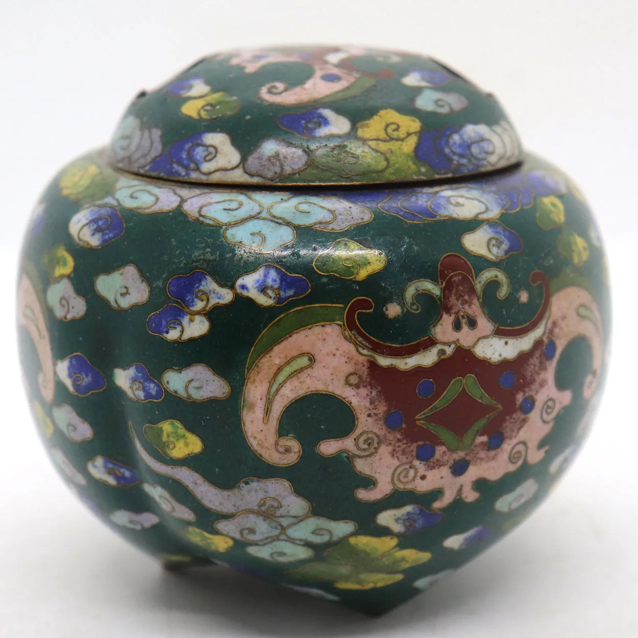 Small Vintage Chinese Cloisonne Enamel Incense Burner Jar