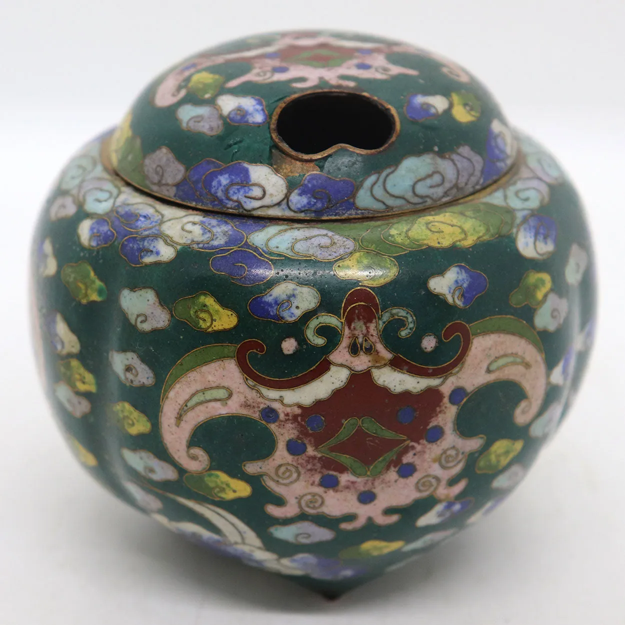 Small Vintage Chinese Cloisonne Enamel Incense Burner Jar