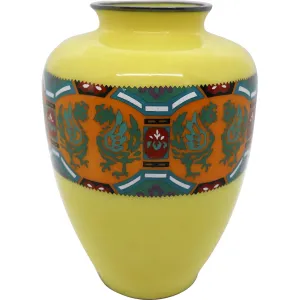 Small Vintage Japanese Cloisonne Enamel Yellow Vase