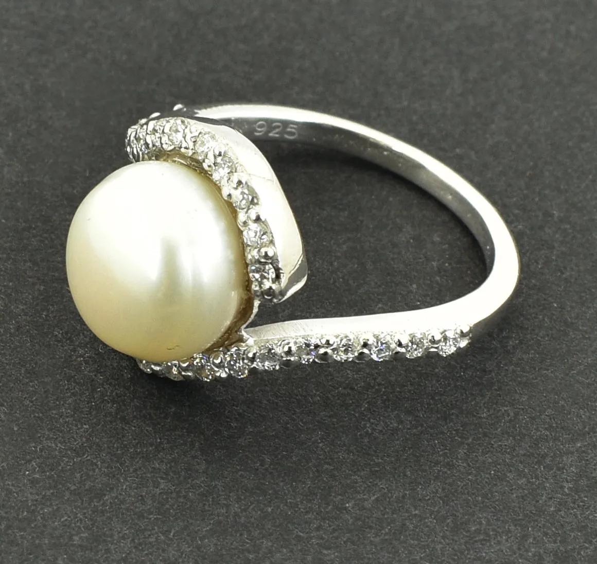 South Sea Pearl Ring with White Diamond Accents, Designer Ring