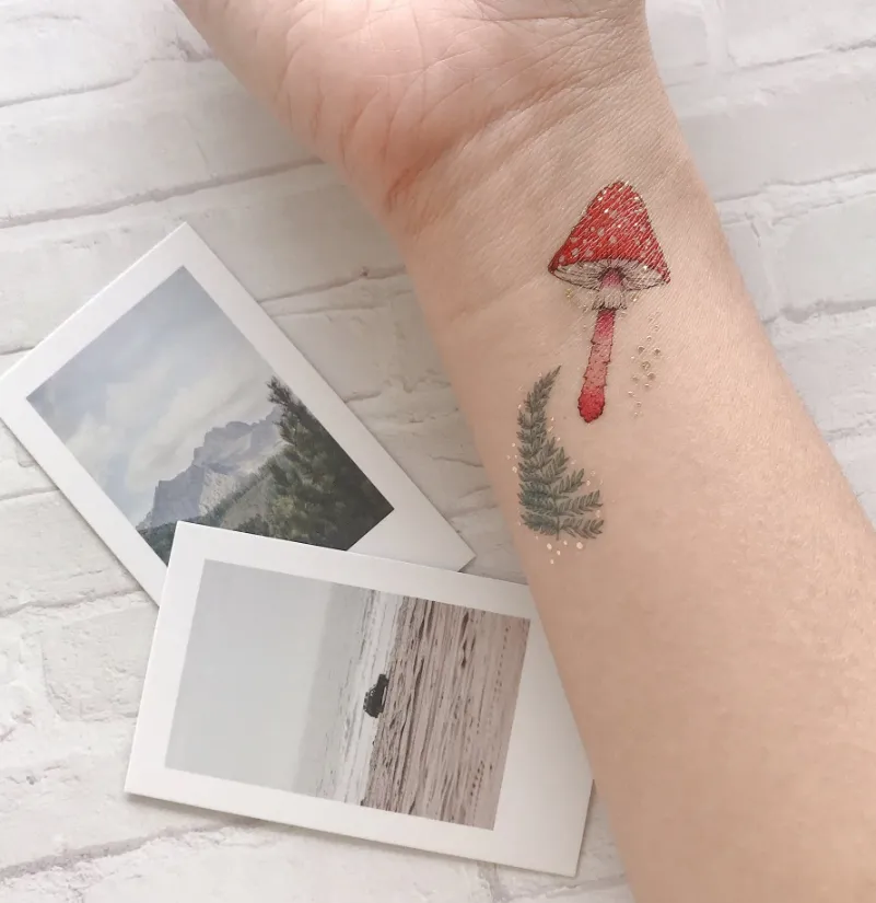 Squirrel & Mushrooms Temporary Tattoo