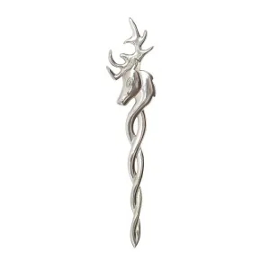 Stag Celtic Weave Pewter Kilt Pin - Polished
