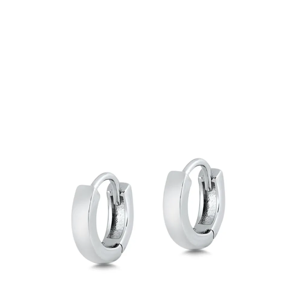 Sterling Silver Polished Simple Hoop High Polished Earrings 925 New