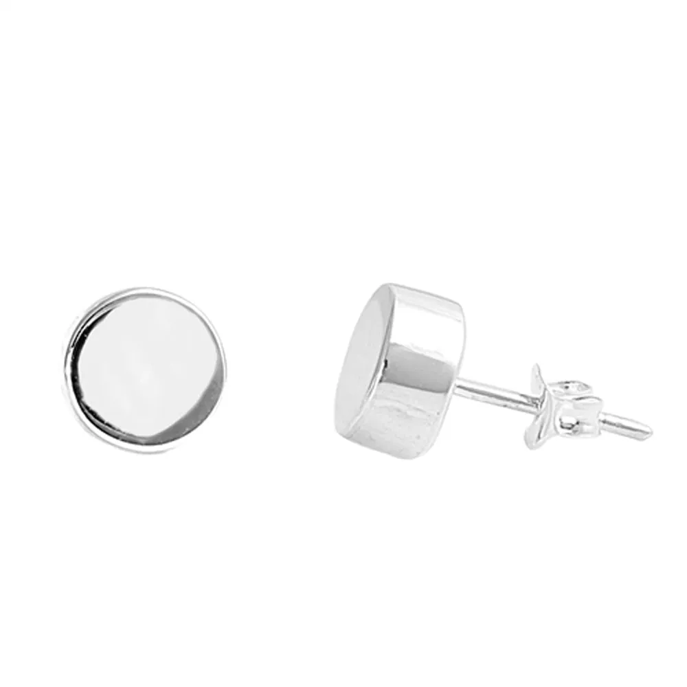 Sterling Silver Simple High Polished Disk Circle Round Classic Earrings 925 New