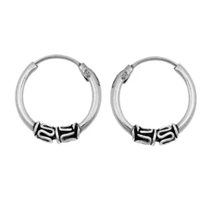 Sterling Silver Simple Hoop Boho Style Bali Unique Earrings 925 New
