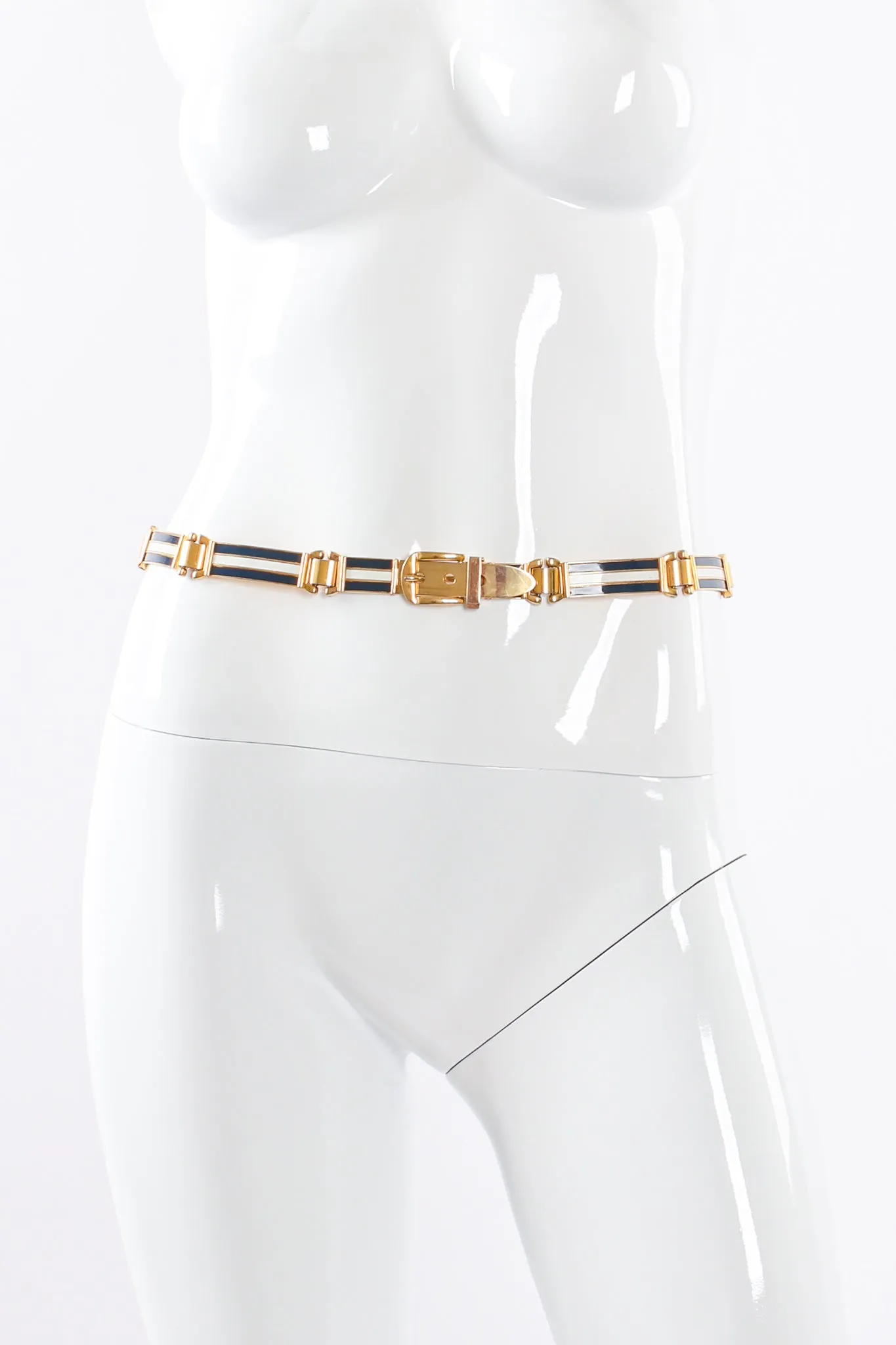 Striped Enamel Metal Belt