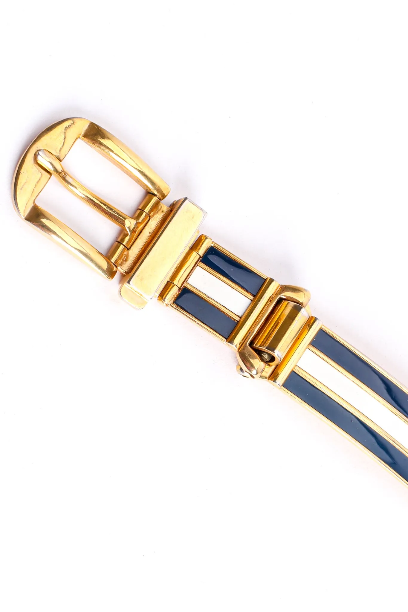Striped Enamel Metal Belt