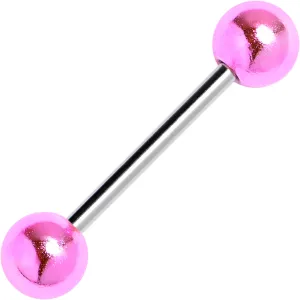 Style Metal Pink Acrylic End Barbell Tongue Ring