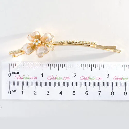 Swarovski Bobby Pin Rhinestones with Painted Flower - 1 piece